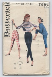 7557 '55 CIGGY CROP-LONG PANTS ,BOXY TOP PATTERN  18 36''